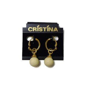 Cristina Sphere Drop Hoop Earrings